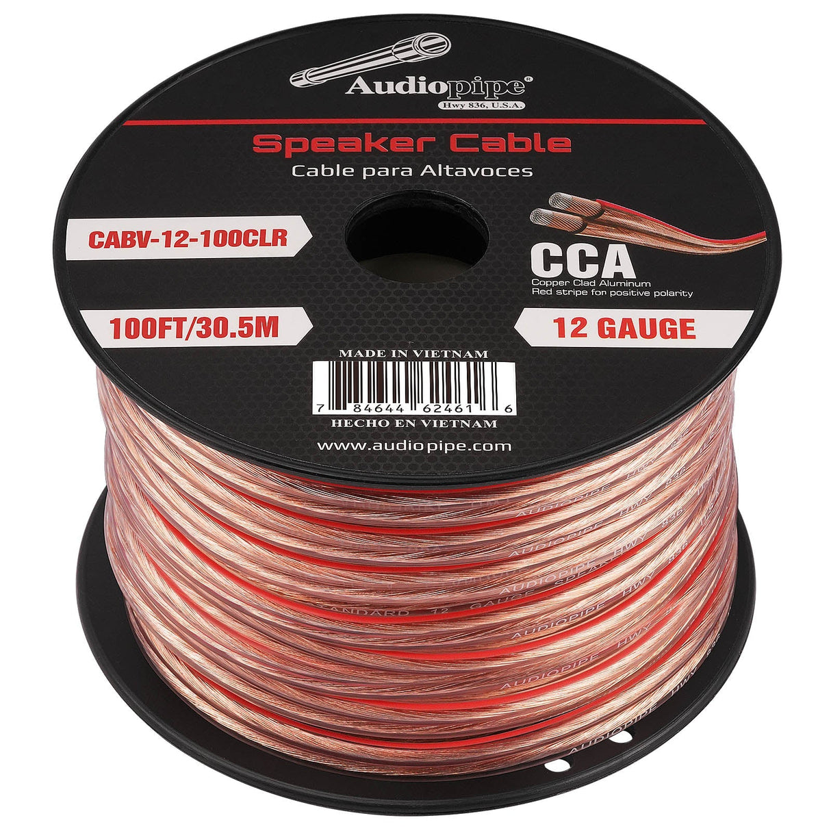 100FT 12AWG Speaker Cable (CABV-12-100CLR) Audiopipe