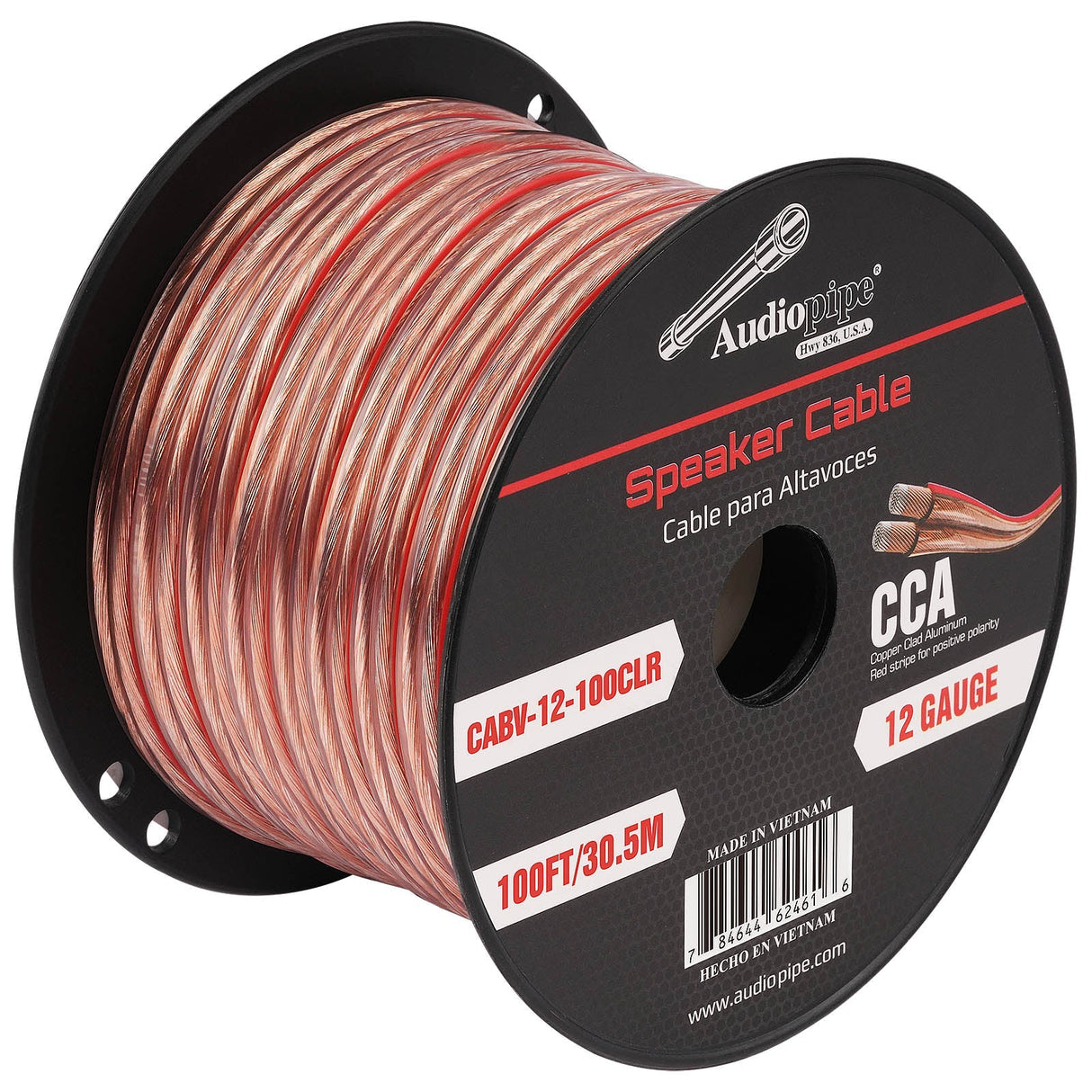 100FT 12AWG Speaker Cable (CABV-12-100CLR) Audiopipe