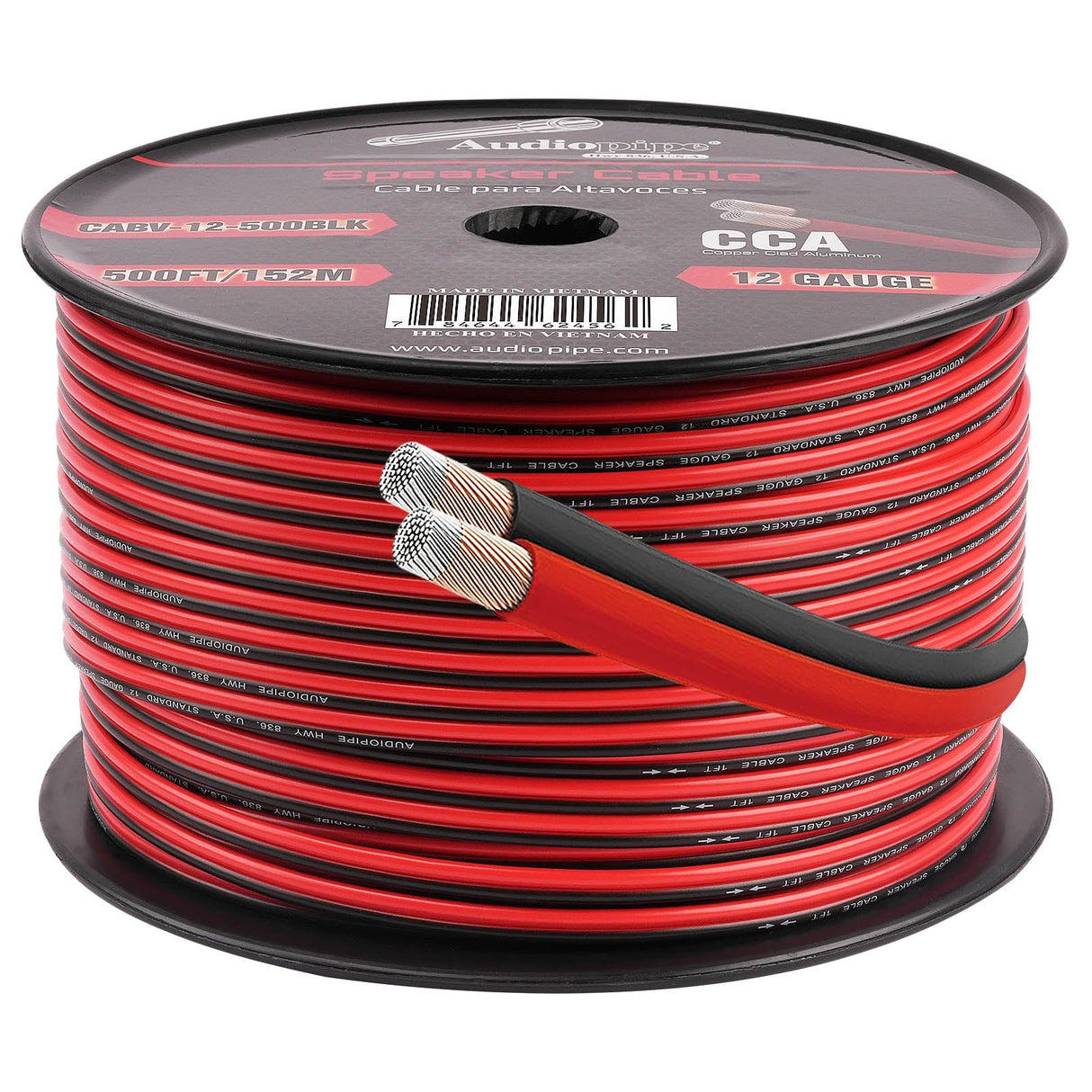 500FT 12AWG Speaker Cable (CABV-12-500BLK) Audiopipe