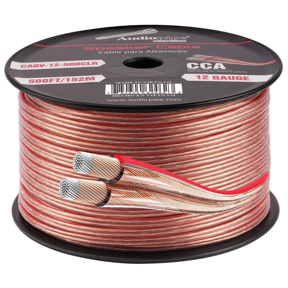 500FT 12AWG Speaker Cable (CABV-12-500CLR) Audiopipe