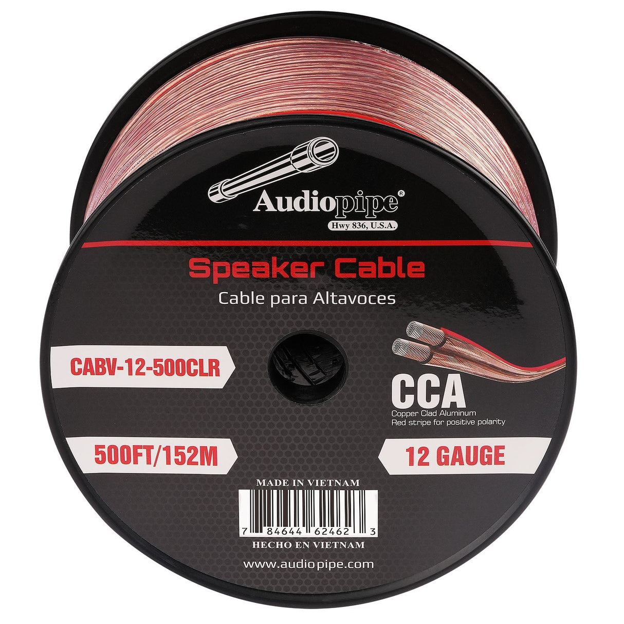 500FT 12AWG Speaker Cable (CABV-12-500CLR) Audiopipe