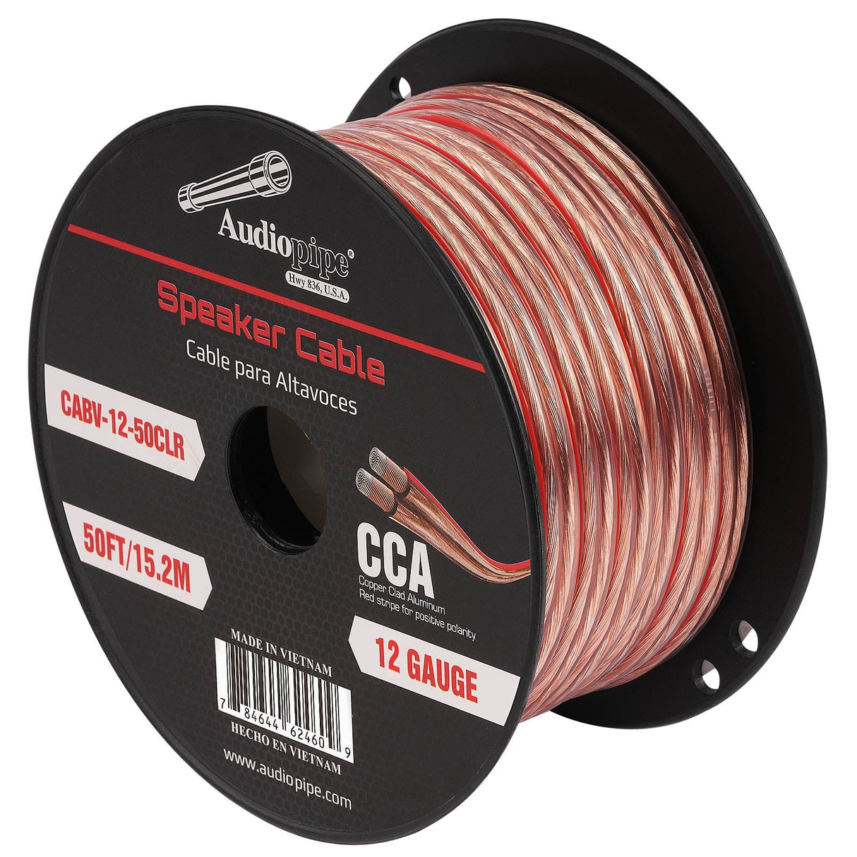 50FT 12AWG Speaker Cable (CABV-12-50CLR) Audiopipe