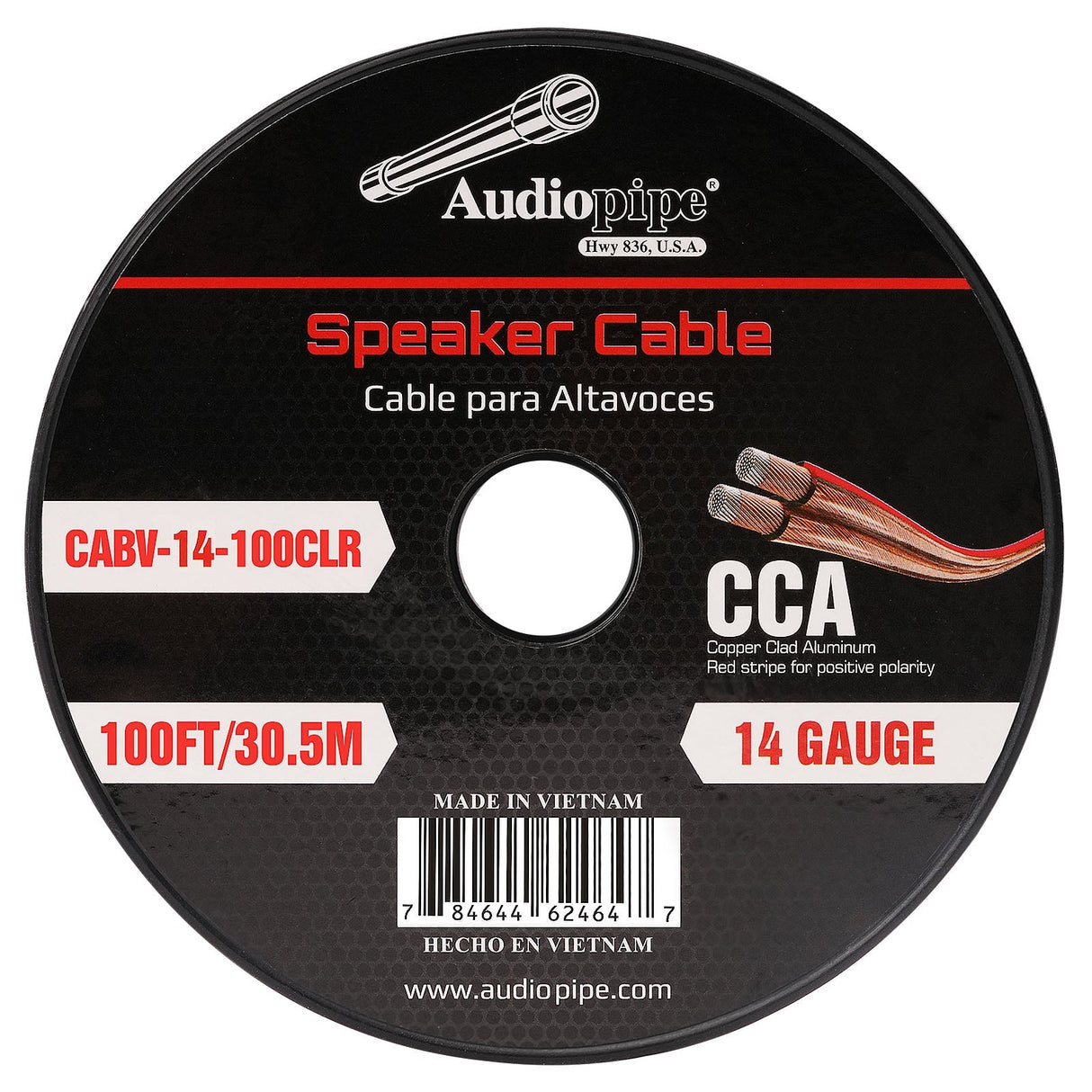 100FT 14AWG Speaker Cable (CABV-14-100CLR) Audiopipe
