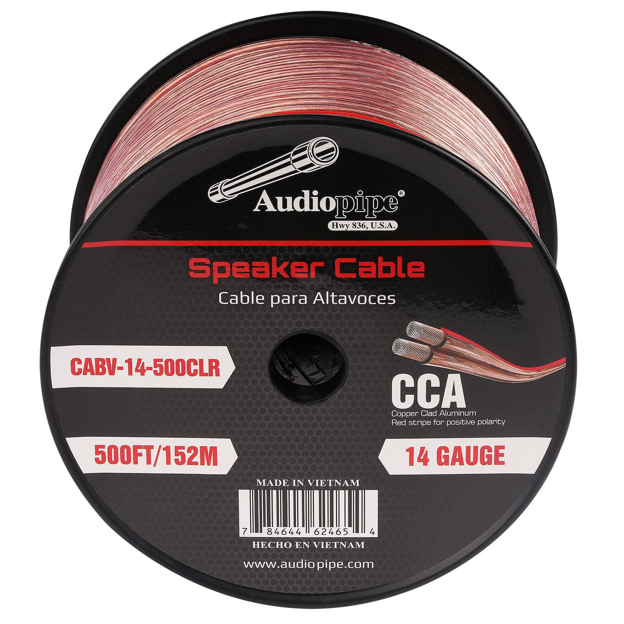 500FT 14AWG Speaker Cable (CABV-14-500CLR) Audiopipe