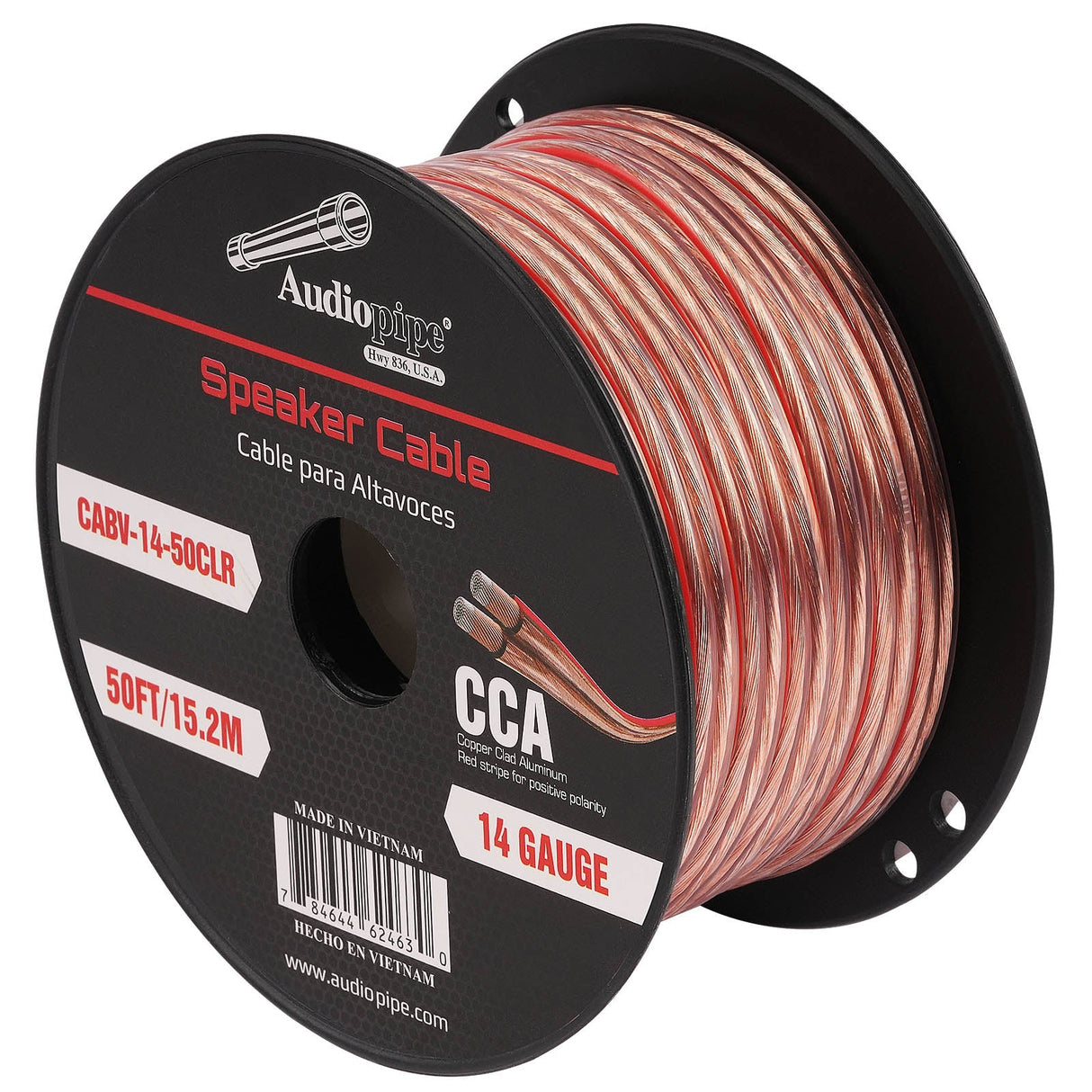 50FT 14AWG Speaker Cable (CABV-14-50CLR) Audiopipe