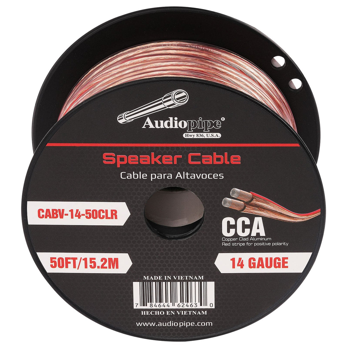 50FT 14AWG Speaker Cable (CABV-14-50CLR) Audiopipe