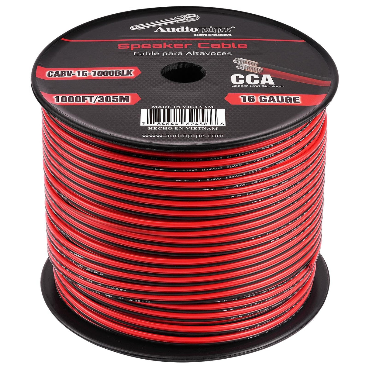 1000FT 16AWG Speaker Cable (CABV-16-1000BLK) Audiopipe