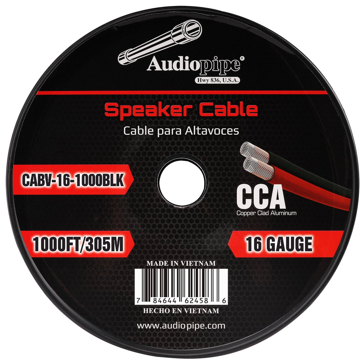 1000FT 16AWG Speaker Cable (CABV-16-1000BLK) Audiopipe