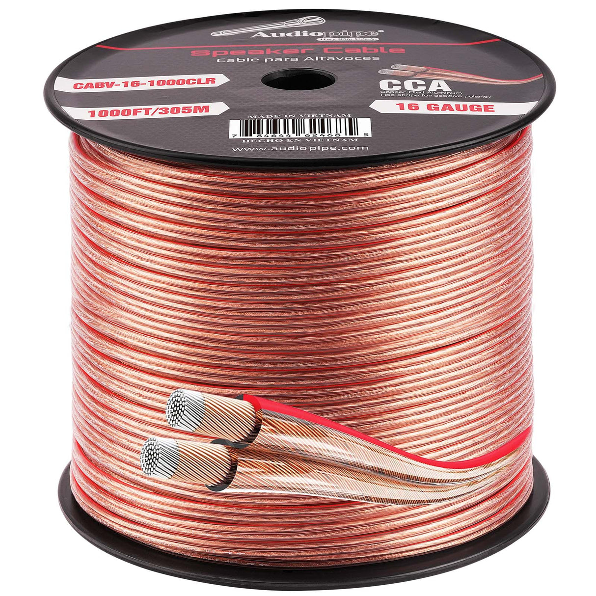 1000FT 16AWG Speaker Cable (CABV-16-1000CLR) Audiopipe