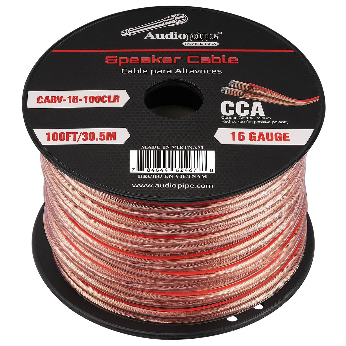 100FT 16AWG Speaker Cable (CABV-16-100CLR) Audiopipe