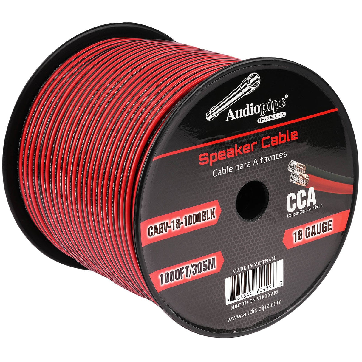1000FT 18AWG Speaker Cable (CABV-18-1000BLK) Audiopipe