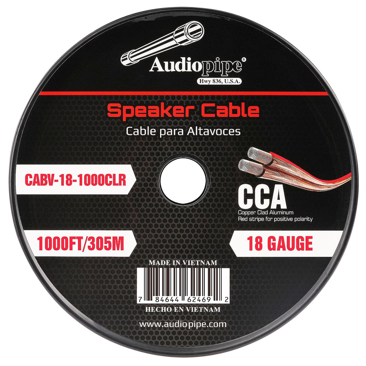 1000FT 18AWG Speaker Cable (CABV-18-1000CLR) Audiopipe
