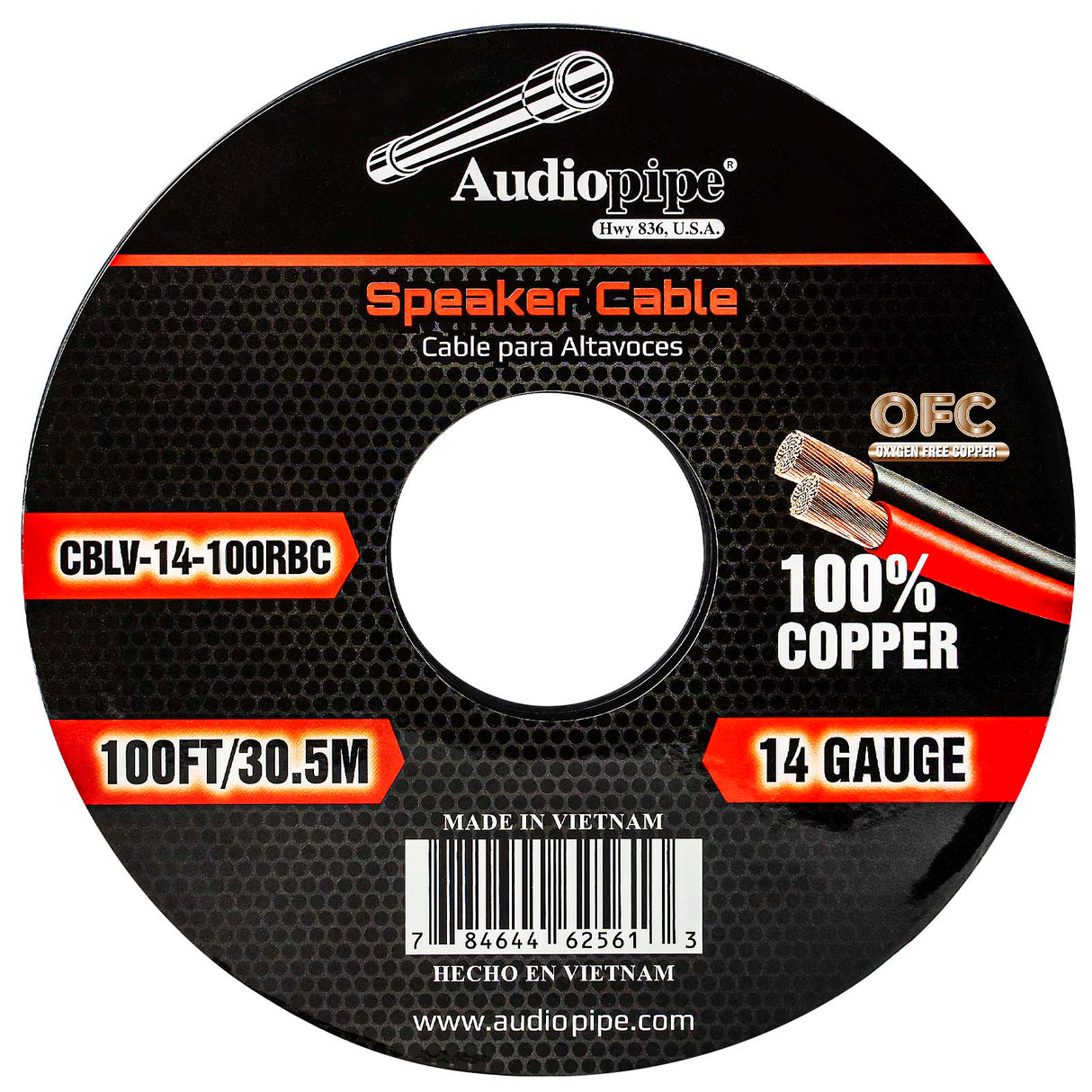 100FT 14AWG Speaker Cable (CBLV-14-100RBC) Audiopipe