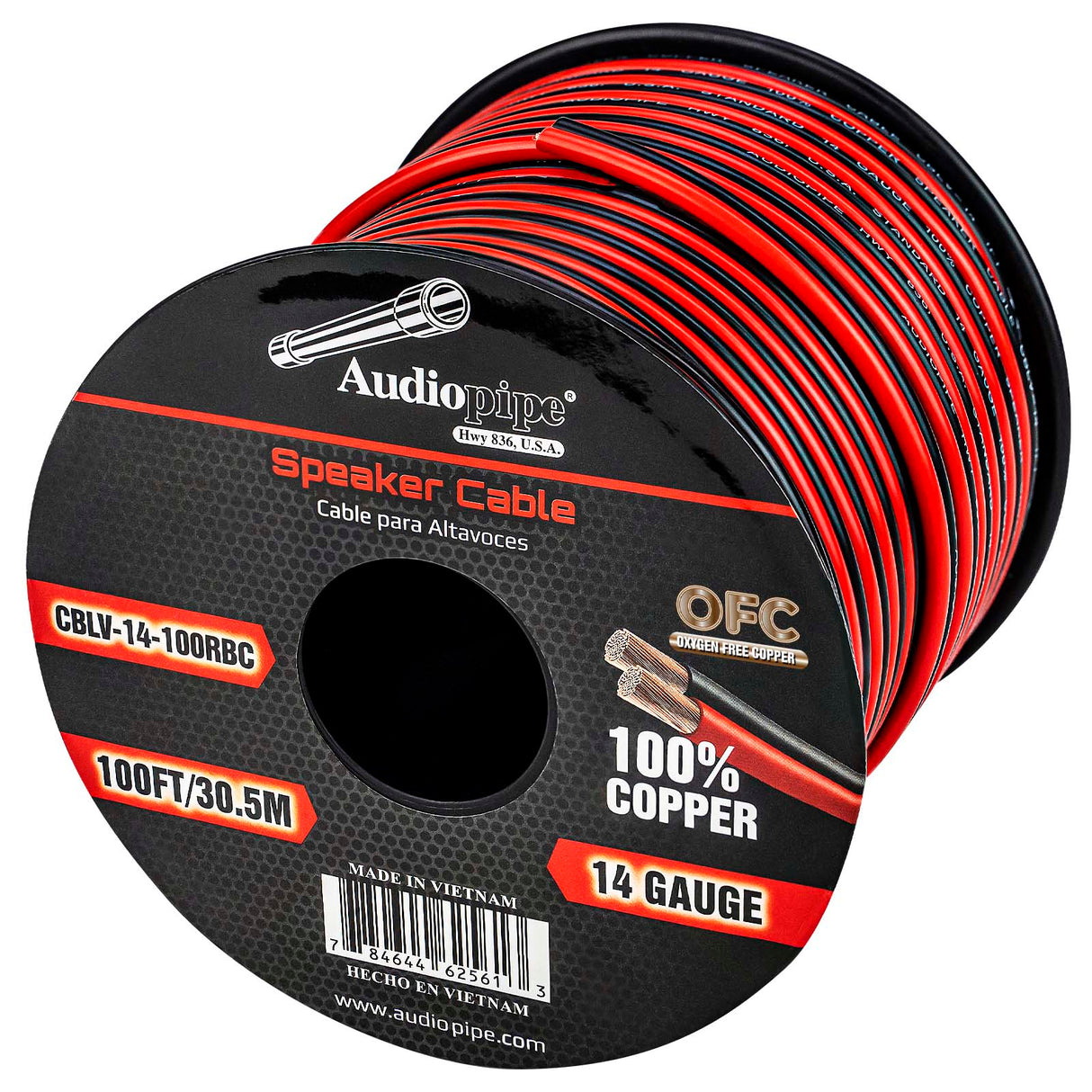 100FT 14AWG Speaker Cable (CBLV-14-100RBC) Audiopipe