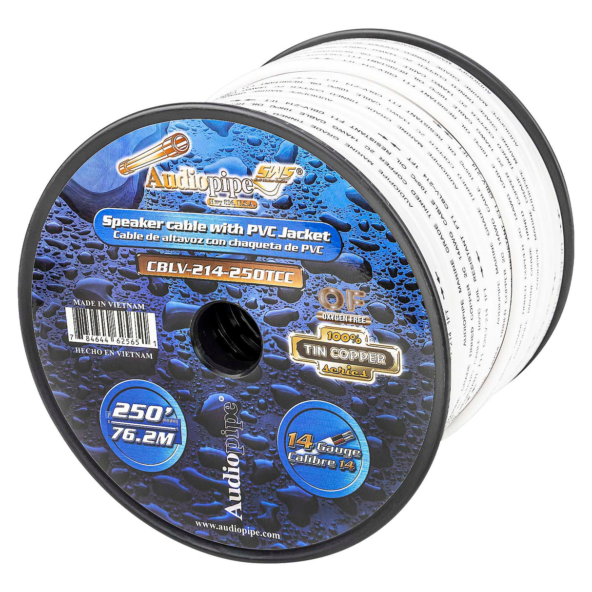 250FT 14AWG Speaker Cable with PVC Jacket (CBLV-214-250TCC) Audiopipe