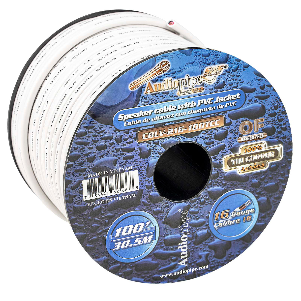 100FT 16AWG Speaker Cable with PVC Jacket (CBLV-216-100TCC) Audiopipe