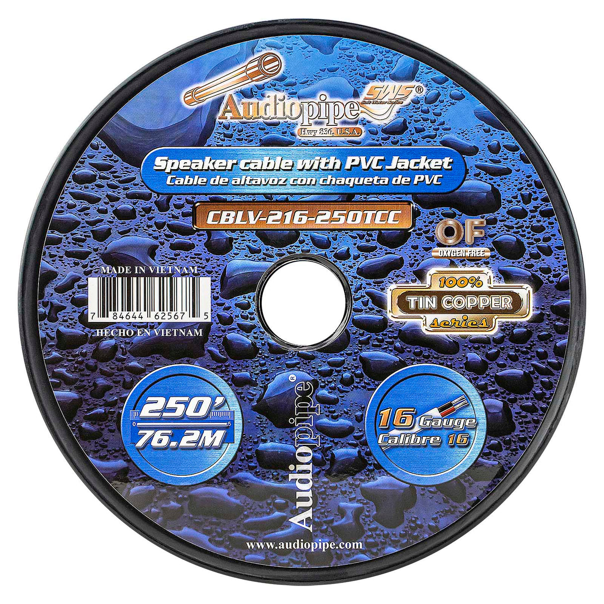 250FT 16AWG Speaker Cable with PVC Jacket (CBLV-216-250TCC) Audiopipe