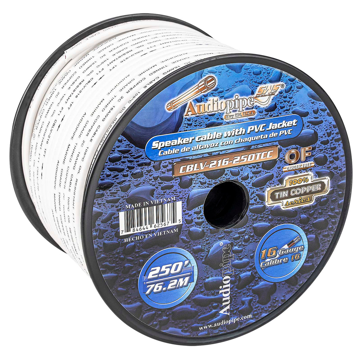 250FT 16AWG Speaker Cable with PVC Jacket (CBLV-216-250TCC) Audiopipe