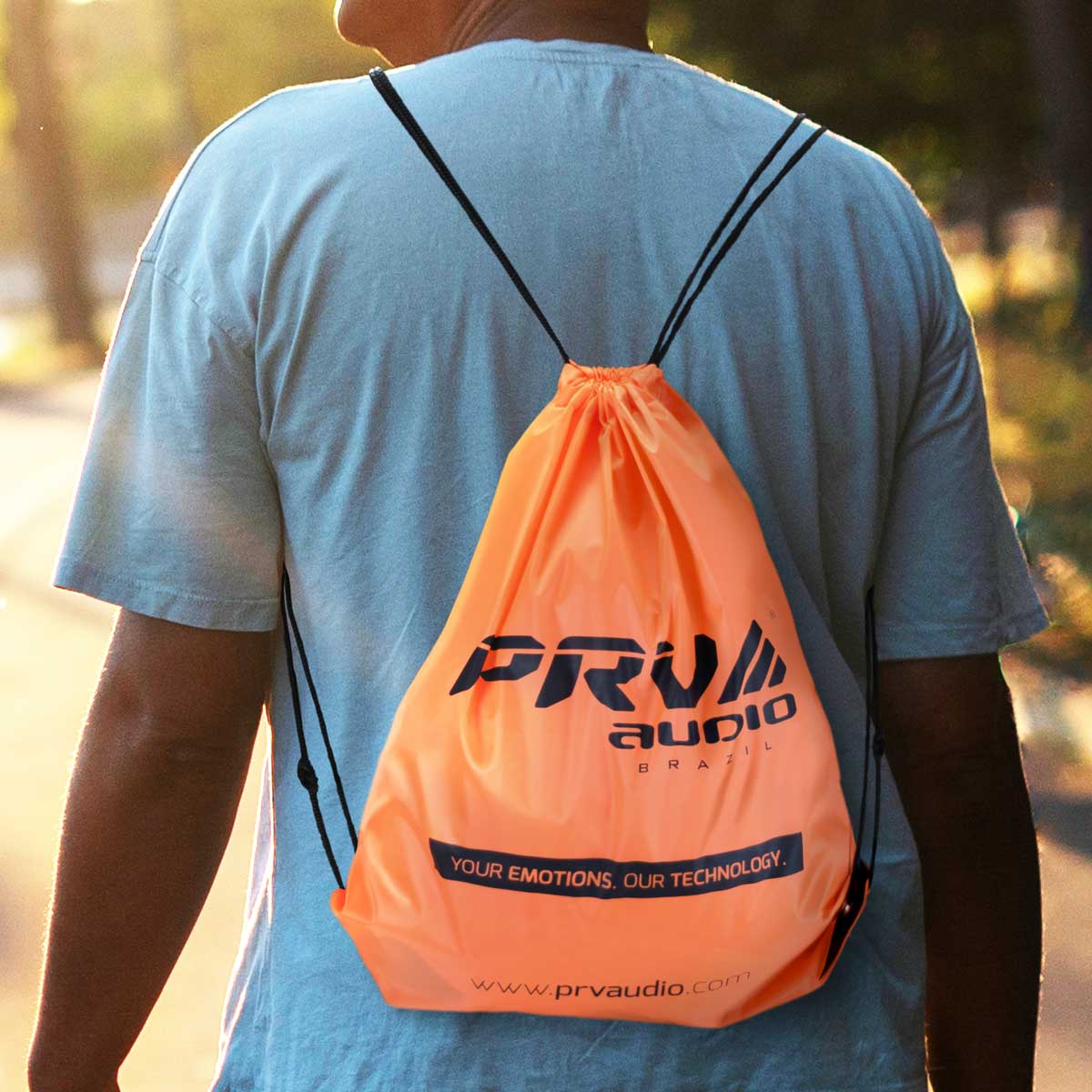 PRV Orange Drawstring Bag Lightweight Gym Beach Carry-All