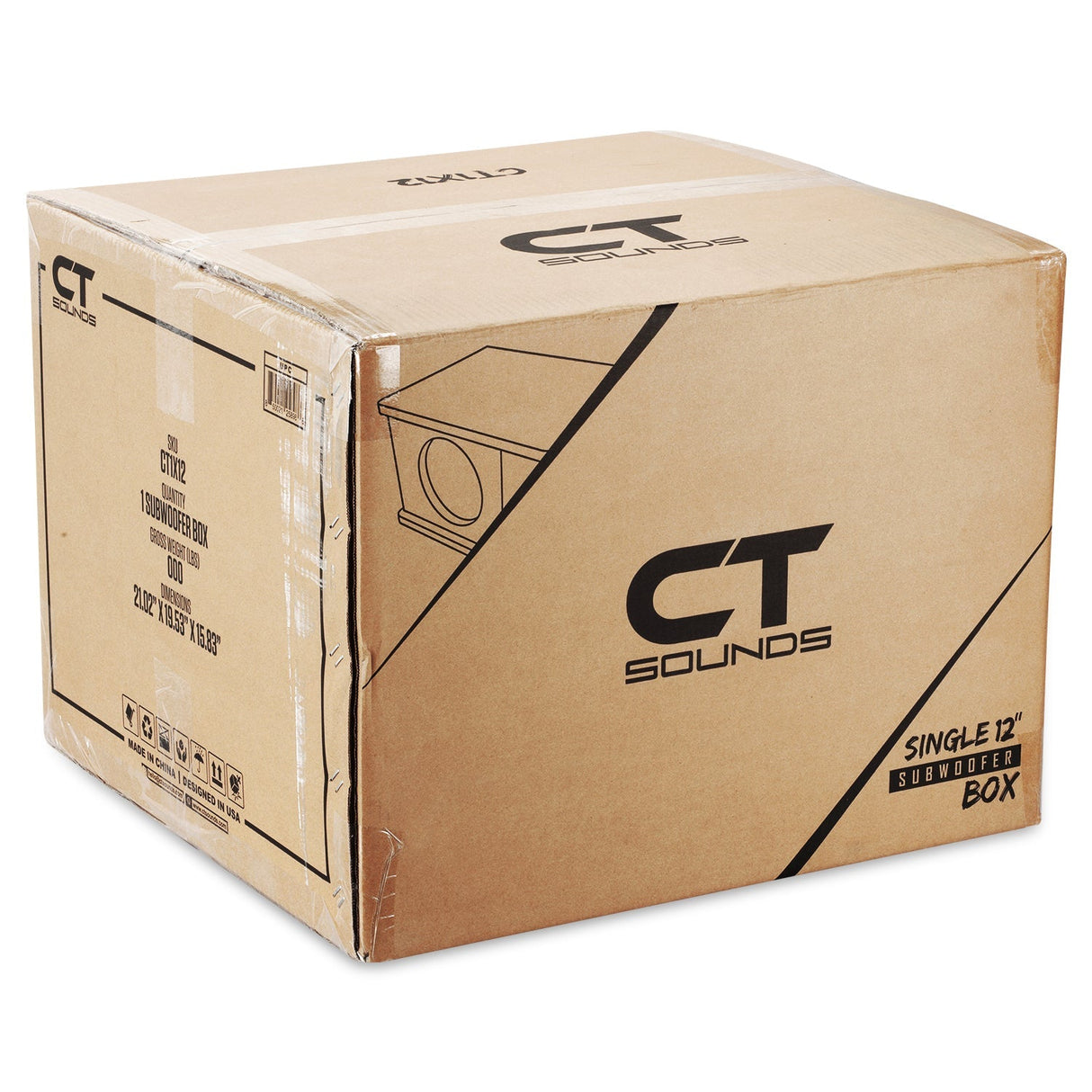 CT1X12 // Single 12” Kerf Ported Universal Car Subwoofer Box CT Sounds