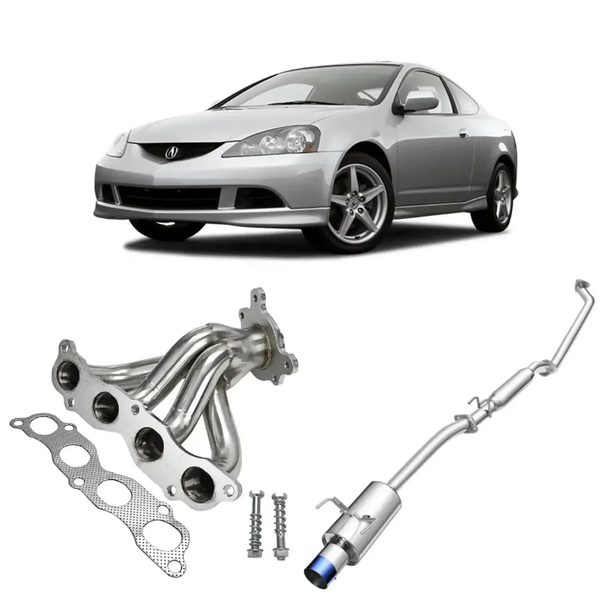 2002-2006 Honda Acura RSX DC5 Type-S 4-inch Burnt Muffler Tip K20 Catback Exhaust System 2.0L Flashark