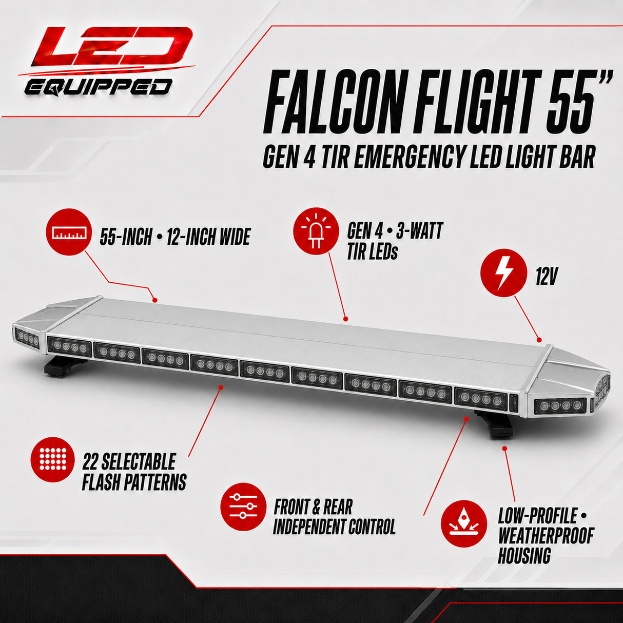 Falcon Flight Emergency LED Light Bar 55 in LED Equipped