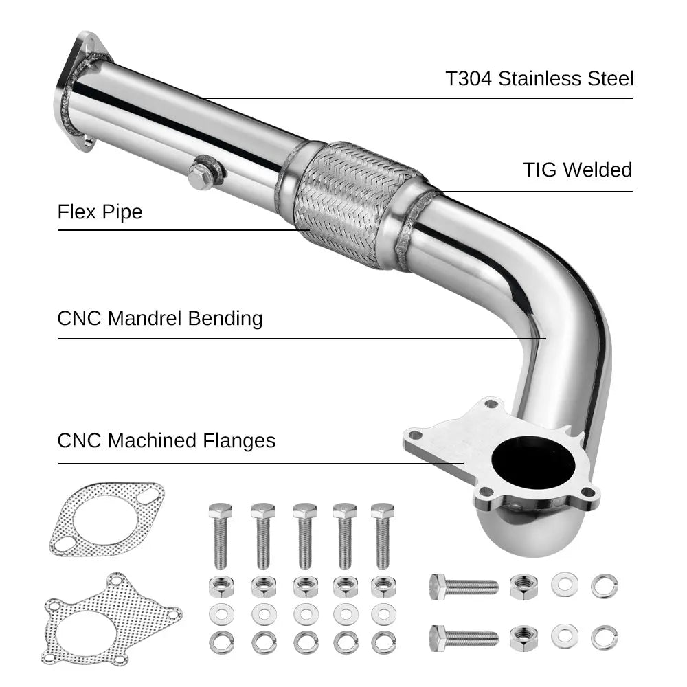 3-Inch Downpipe Exhaust for 1988-2001 Honda Civic/CRX/Del Sol & Acura Integra, T3/T4 Turbo, B16/B18/D15/D16 Engines, 5-Bolt Flashark