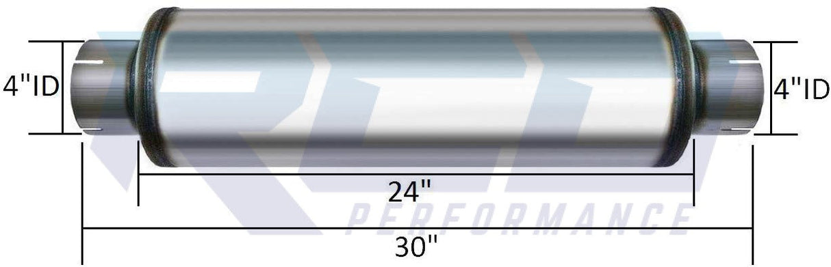 RCD 409 Stainless Steel 7" Round 30" Muffler 4" ID