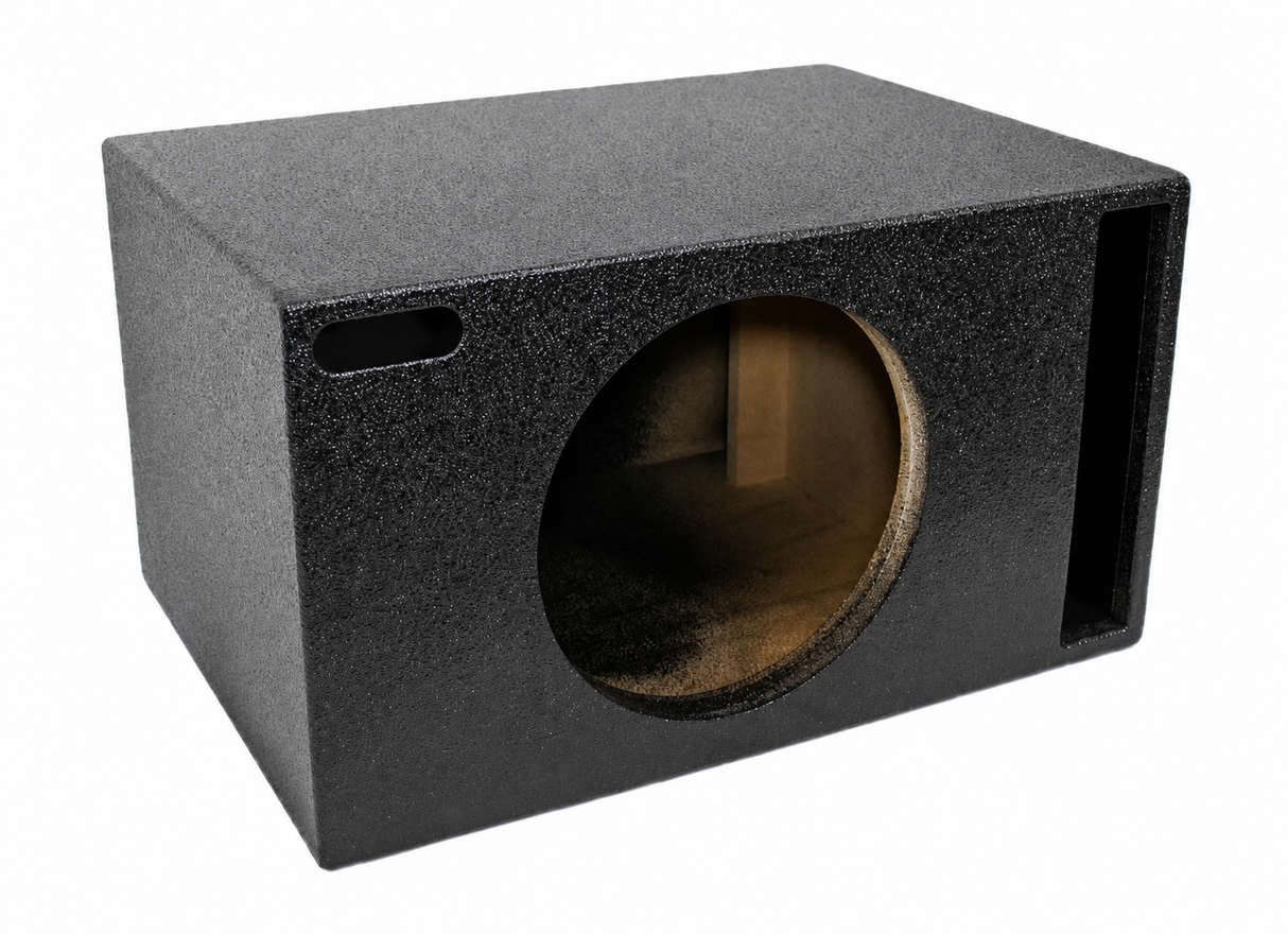 Universal Single 12" Ported XL SPL Subwoofer Box with Bed Liner Spray Finish Moon Car Stereo
