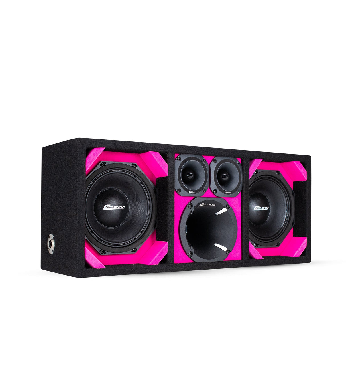 KTPON-208PINK / DUAL 8'' PINK/BLACK ENCLOSED LOADED PORTED BOX (With Tweeters + Driver) Comando Audio Inc.