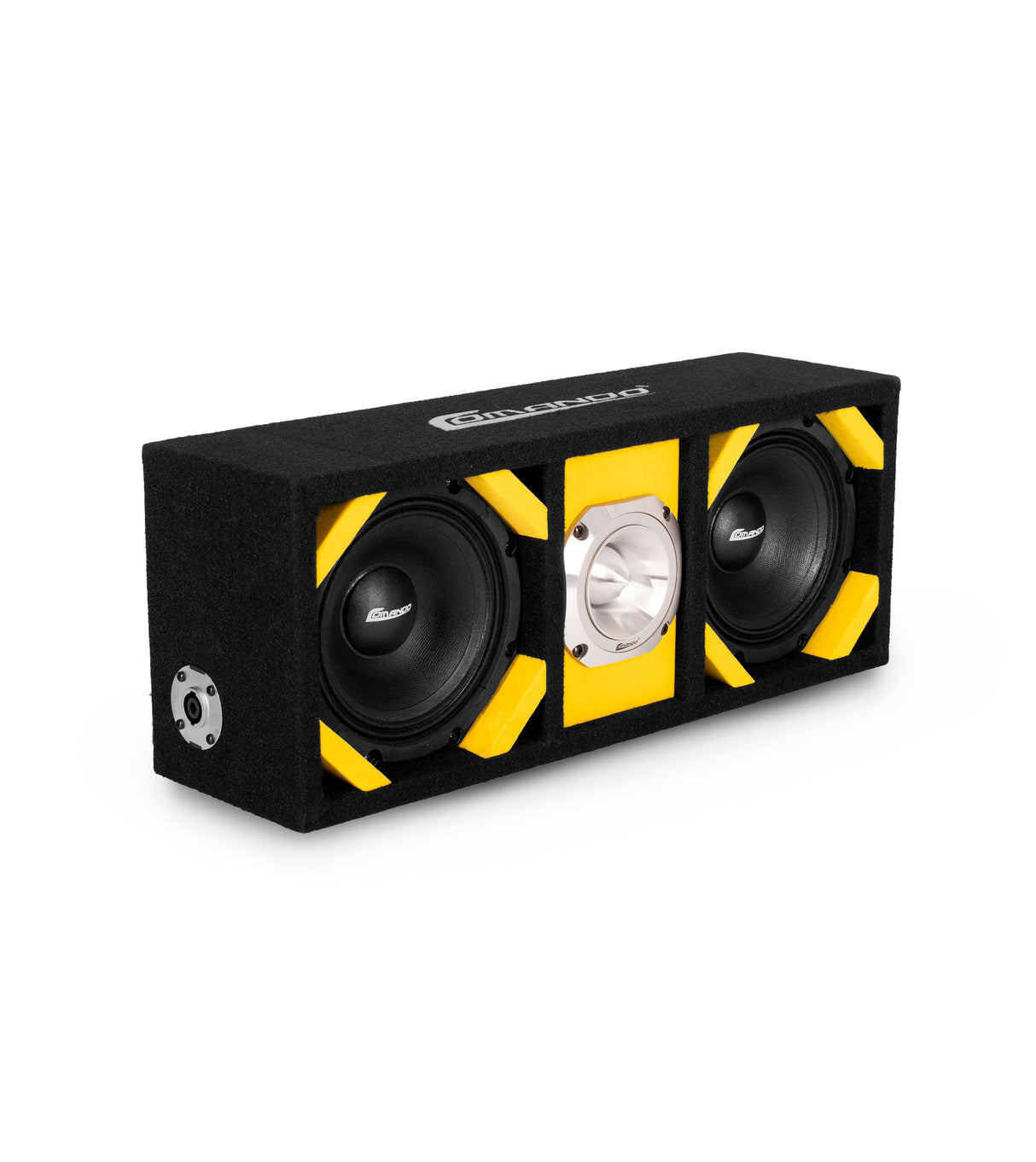 KTPONV2-206YELLOW / DUAL 6" YELLOW LOADED PORTED BOX + 1 TWEETER Comando Audio Inc.