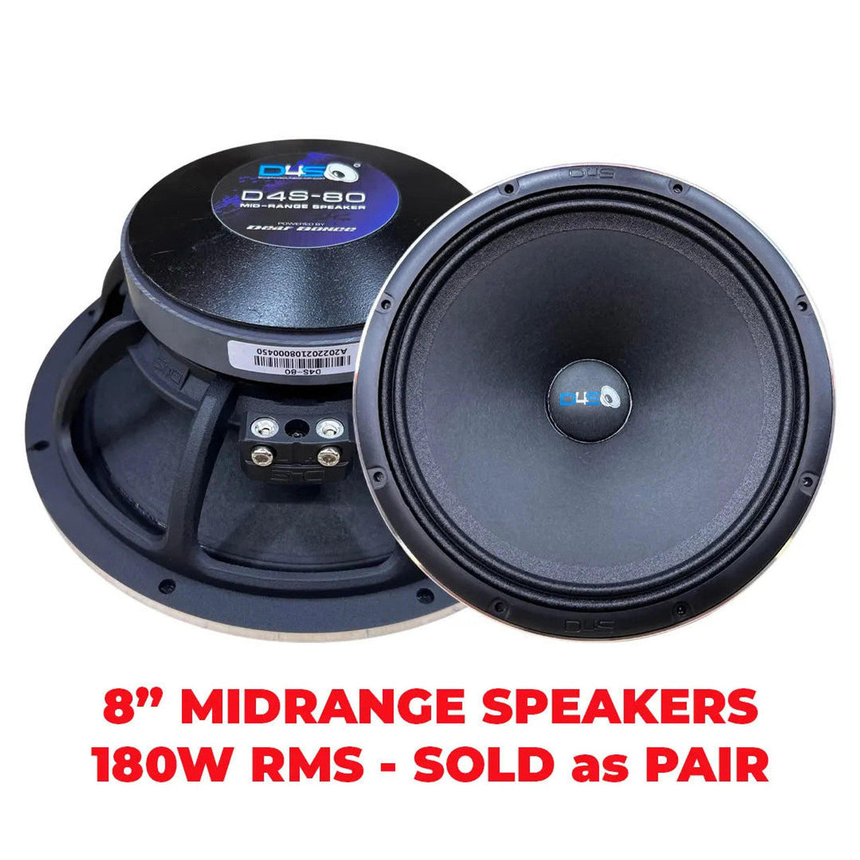 Down4Sound D4S-80 8" 180W RMS Midrange Speakers (Pair) Down4Sound