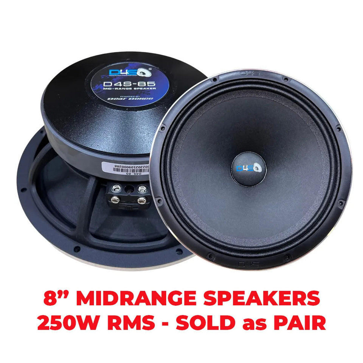 Down4Sound D4S-85 8" 250W RMS Midrange Speakers (Pair) Down4Sound