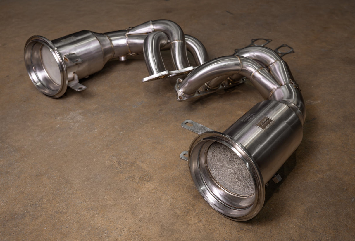 400 Cell Catted Down Pipes For Porsche 992 GT3 / GT3 RS Valvetronic Designs