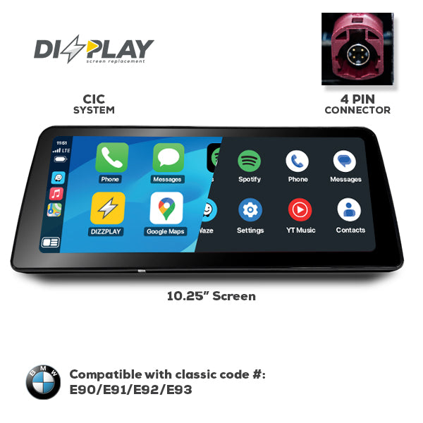 10.25" DIZZPLAY for BMW 3 series (E90/E91/E92/E93) 2009-2012 equipped with the CIC system. ZZ2
