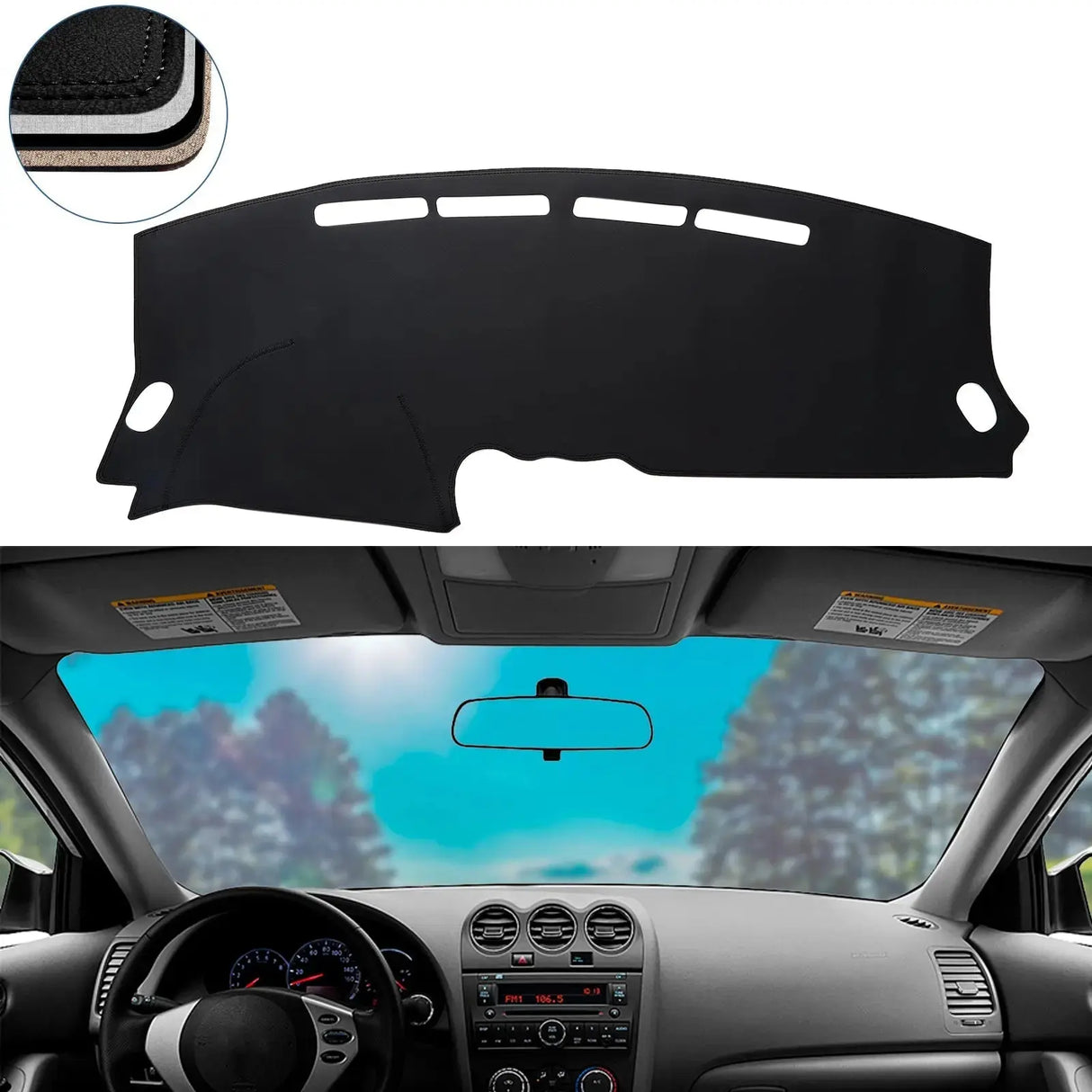 Dash Cover Mat for 2007-2012 Nissan Altima (Leather)