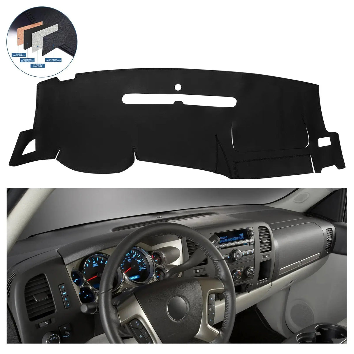 Dash Cover Mat for 2007-2013 Chevrolet Chevy Silverado GMC Sierra