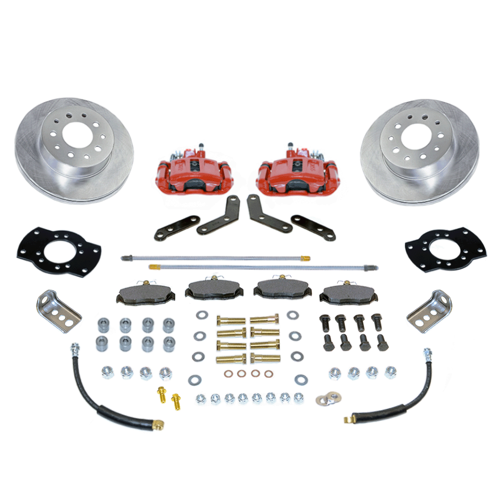 New Direct Fit Rear Drum to Disc Brake Conversion Kit W/Rotors. Red A125-1R