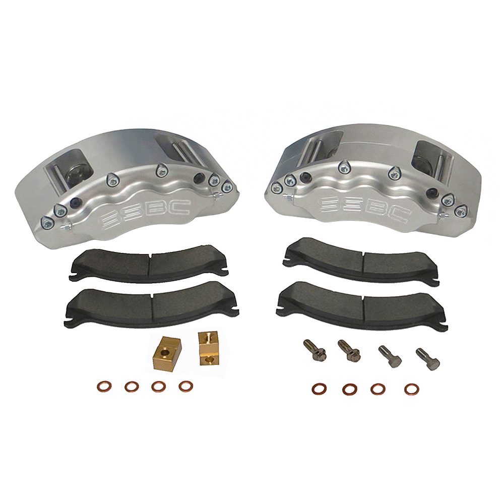 American Made V6-Barbarian 6 Piston Direct Fit Aluminum Billet Front Caliper Upgrade Kit. Clear A193-2