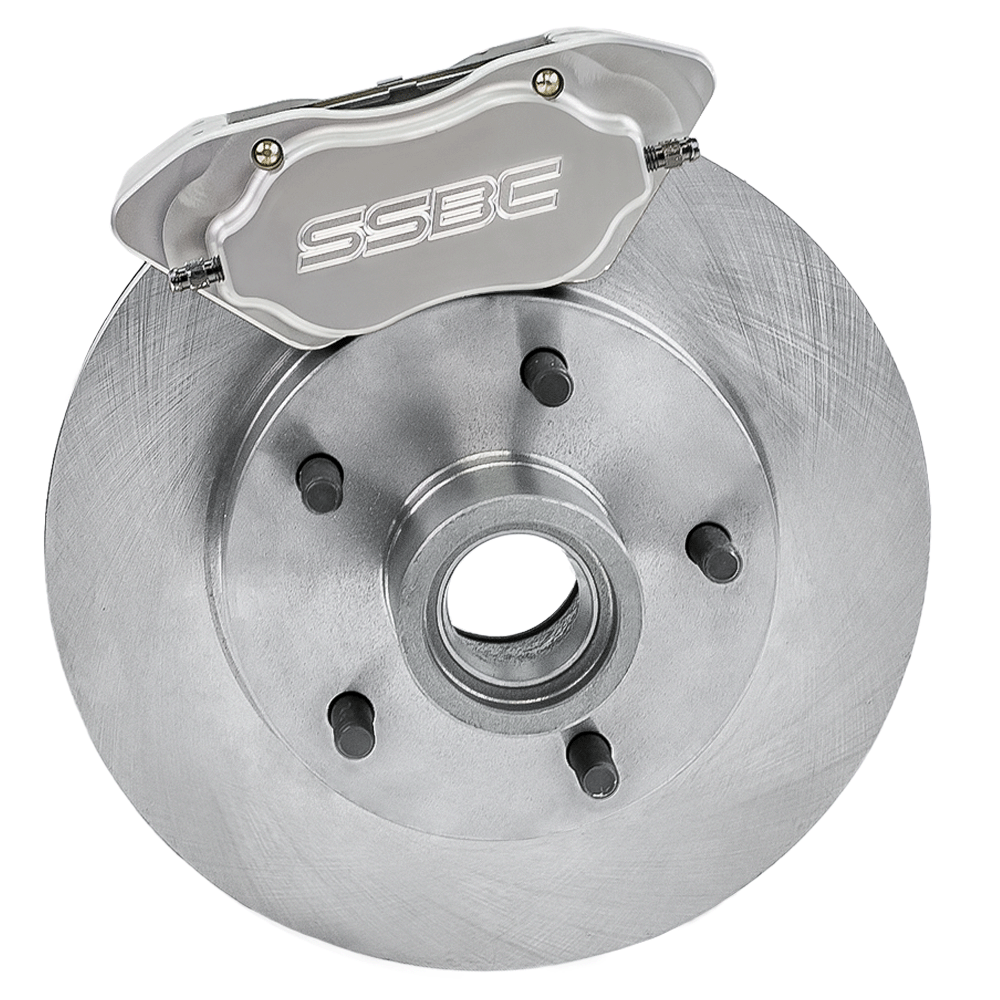 American Made Comp S 4-Piston Billet Aluminum Front Drum to Disc Brake Conversion Kit W/Rotors. Clear W120-23