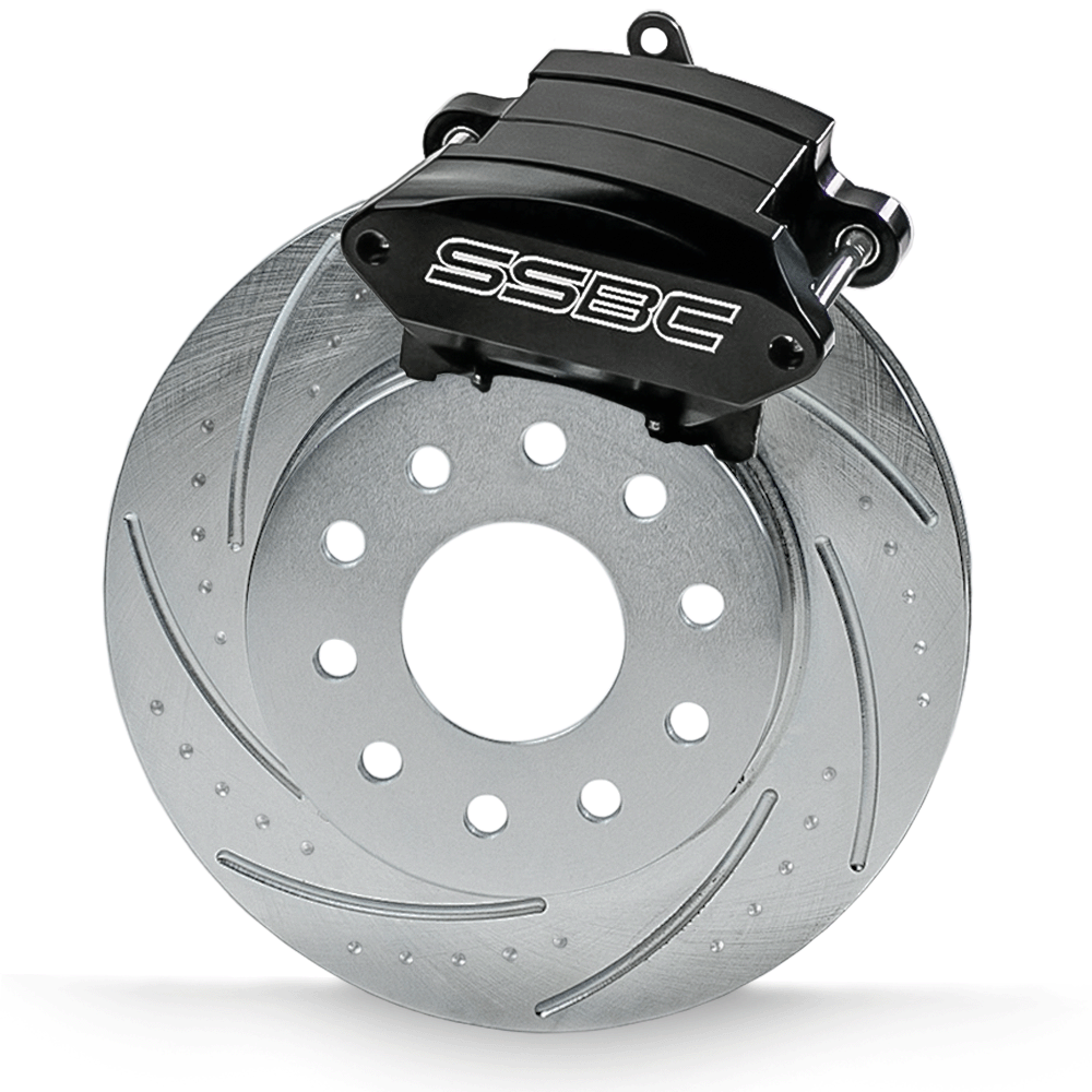 American Made Sport R1 Billet Aluminum Rear Drum to Disc Brake Conversion Kit W/Rotors. Black A111-20BK