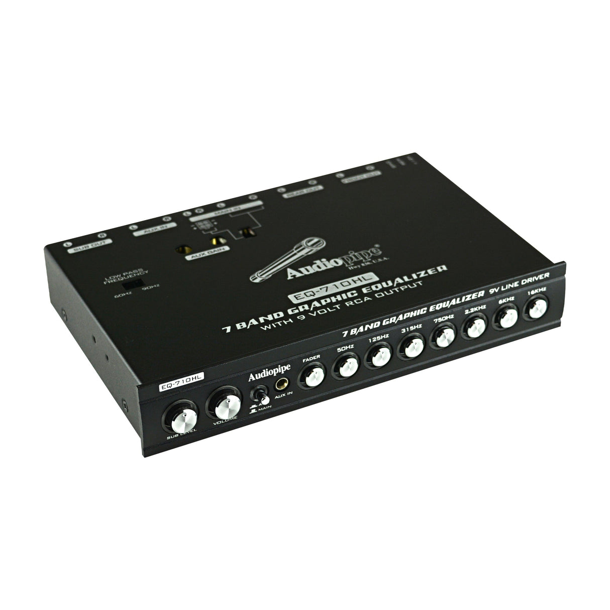 Audiopipe 7 Band Graphic Equalizer with Hi/Lo 9V Line Driver (EQ-710HL) Audiopipe
