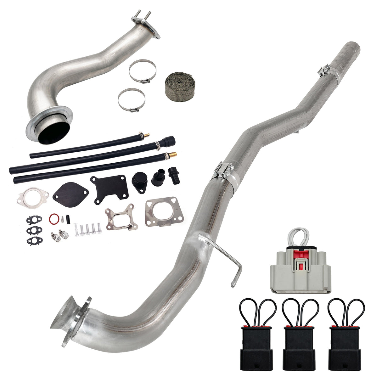 2017-2019 6.6L Duramax L5P 4" DPF Delete pipe & 3.5" Downpipe w/EGR Delete kit TruckTok