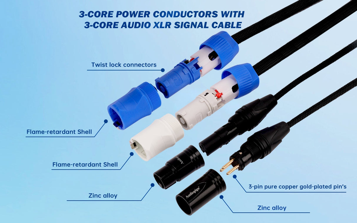 12Ft DMX Extension Cable with Power and XLR Connectors (EX-PWC-DMX-12) Audiopipe