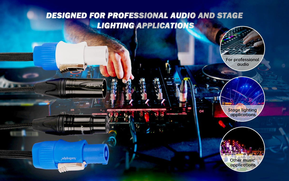 12Ft DMX Extension Cable with Power and XLR Connectors (EX-PWC-DMX-12) Audiopipe