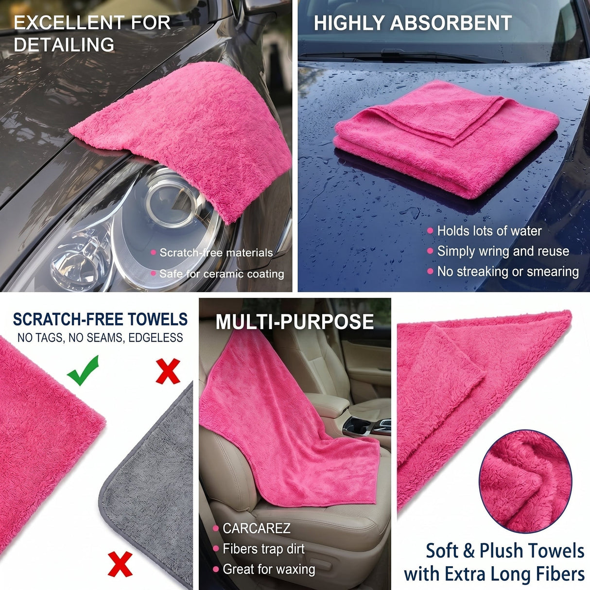 WASH&WHIPS Edgeless Microfiber Coral Fleece with Ultrasonic Edge WASH & WHIPS
