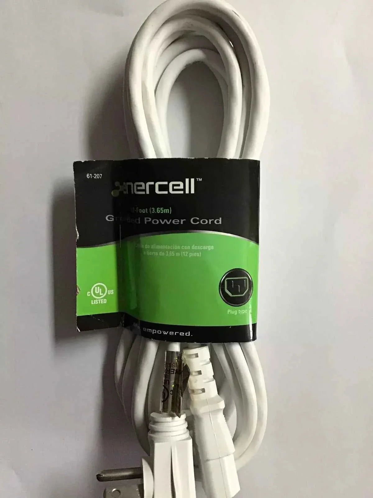Radio Shack Enercell Grounded Power Cord - White TekShack