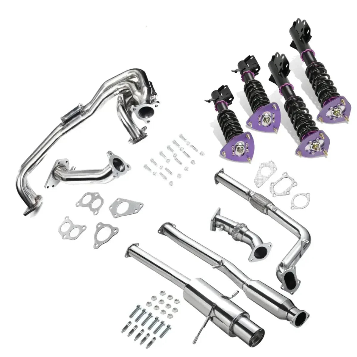 Exhaust Header Up Pipe All in One Kit for 2002-2007 Subaru Impreza WRX/STi Sedan/Wagon 4-Door 2.0L 2.5L Flashark