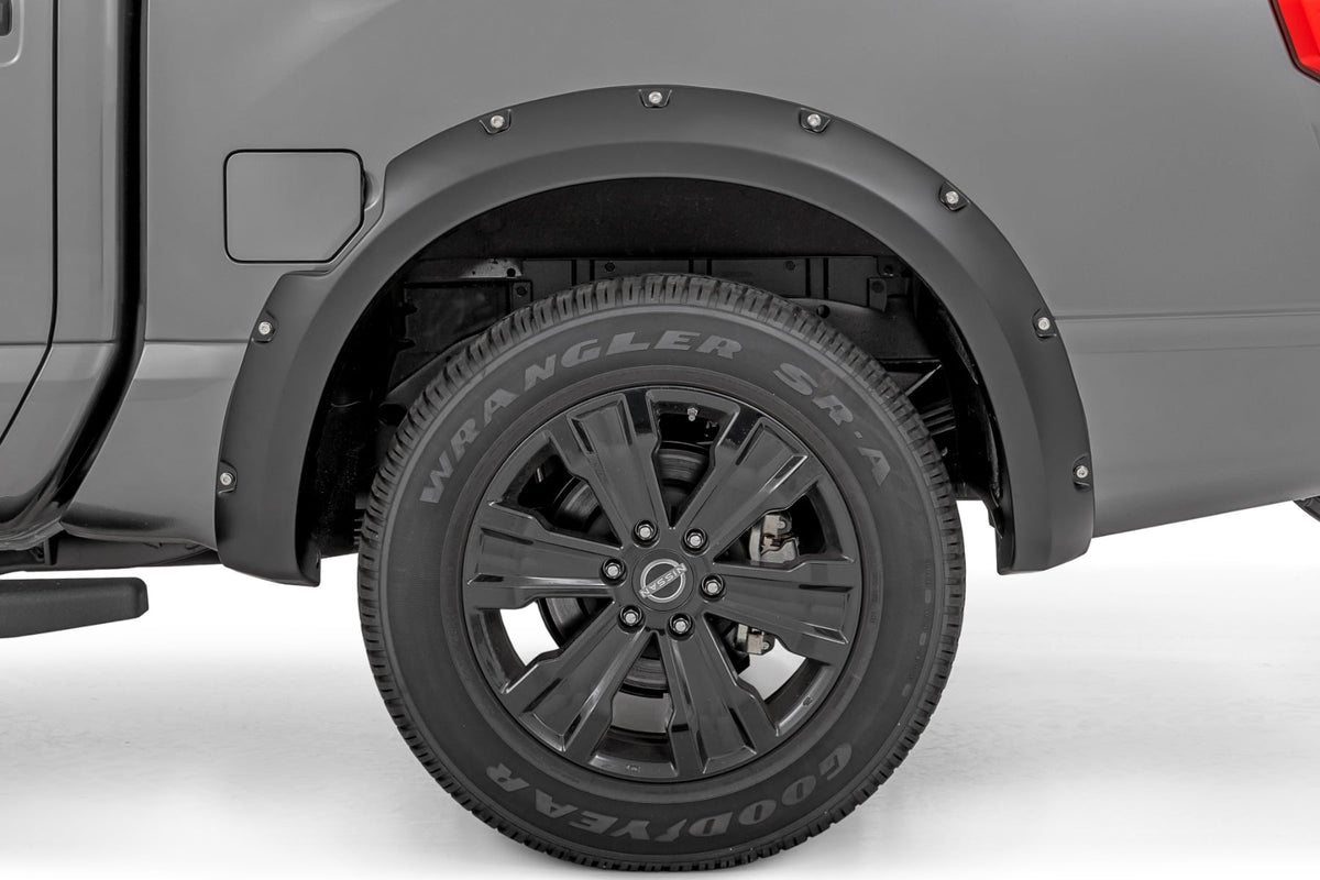 Pocket Fender Flares Crew Cab W/O Emblem Gloss Black Nissan Titan (17-24) Rough Country