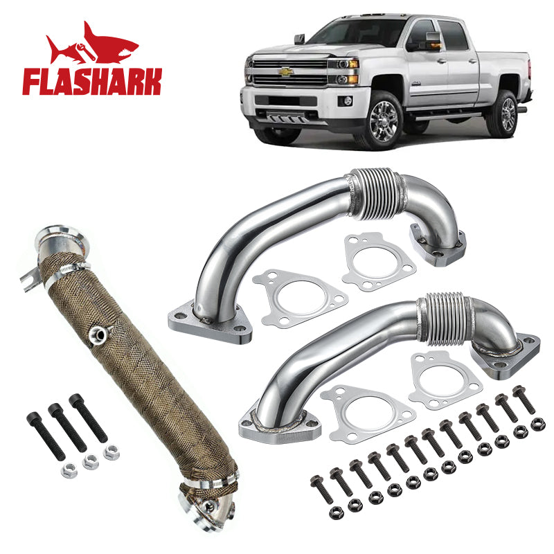 2011-2016 Chevy/GMC 6.6L LML Duramax Diesel 3 inch Downpipe Exhaust Intercooler Pipe Kit Flashark